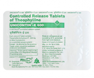 Unicontin E 600mg Tablet ( Theophylline 600mg ) | Pocket Chemist