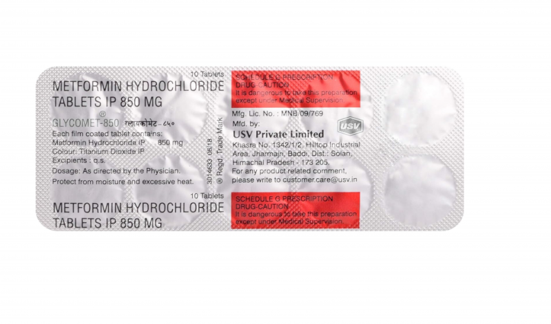 Glycomet 850mg Tablet ( Metformin 850Mg ) | Pocket Chemist