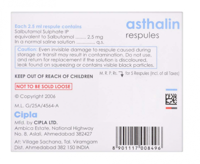 Asthalin Respules 2.5 ml | Pocket Chemist